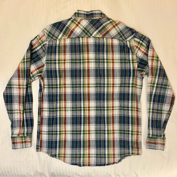 QUICKSILVER plaid multi-color long-sleeve collared 2-pocket shirt sz L - Picture 7 of 9